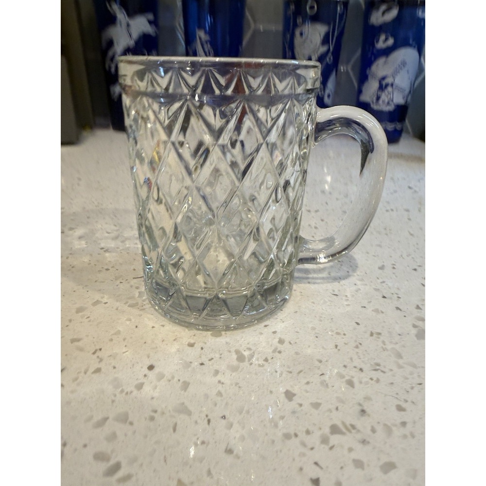 Vintage Paul Sebastian Arcoroc Diamond Crystal Clear Coffee Mug